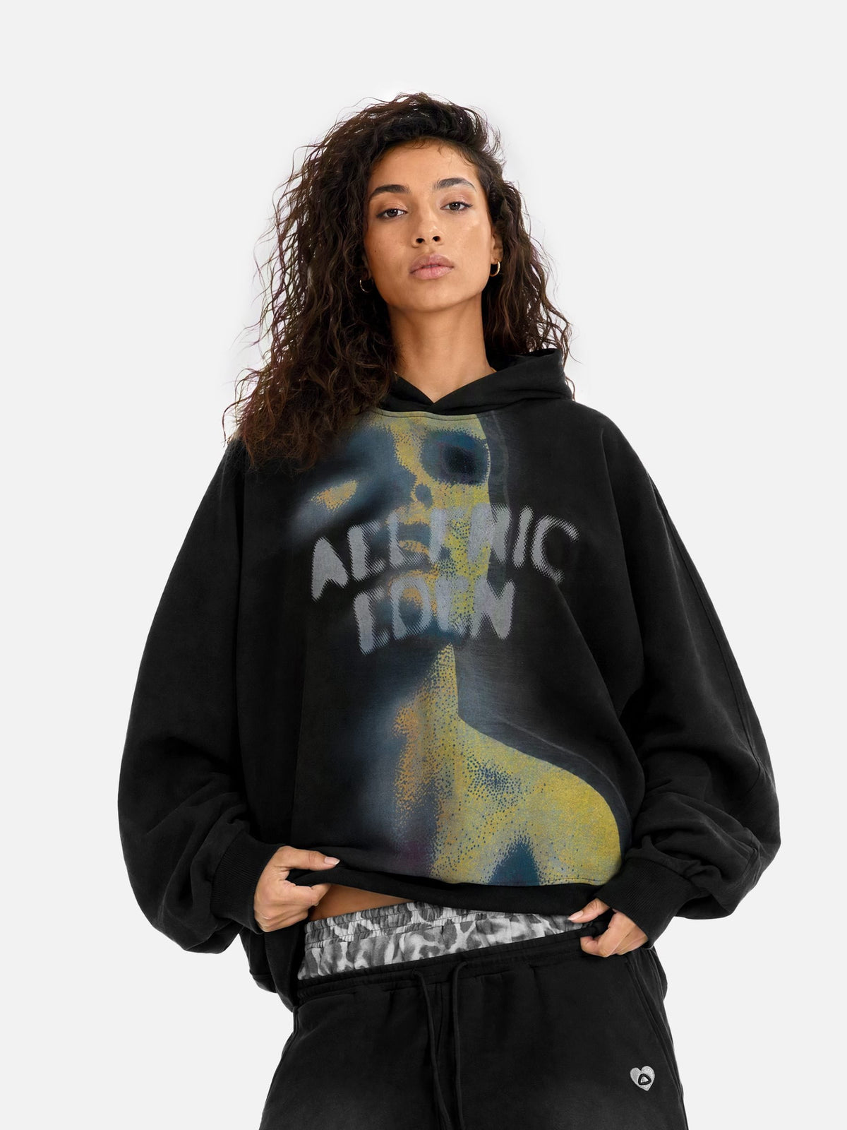 Thermal Print Hoodie worn front